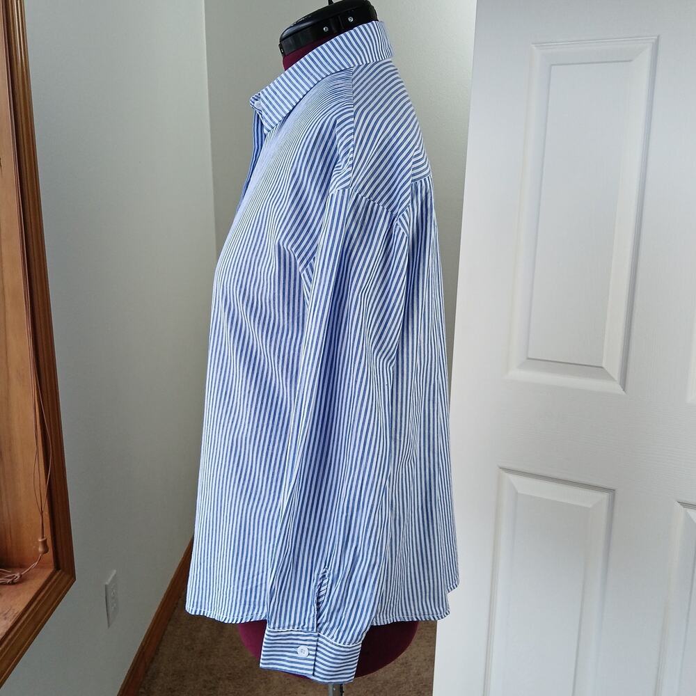 Zeagoo Blue Striped Button-up Shirt L unisex classic office long sleeve collar - Picture 3 of 11